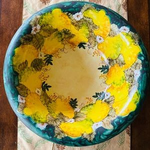 Studio Arta Lg. floral and lemon hand-painted bowl made in Italy 13.75" across